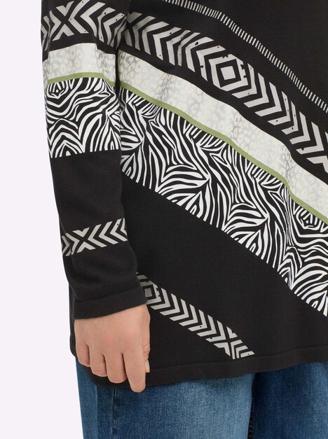 Pullover Langarm Jersey Mehrfarbig Rollkragen