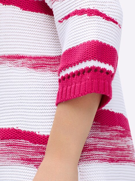 Pullover 3/4-Arm Links-Strick Sonstiges Muster Ohne Kragen