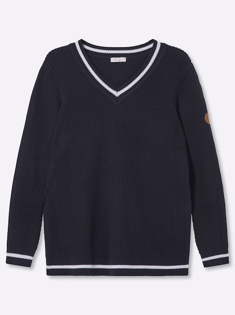 Langarm-Pullover Langarm-Pullover mit Kontrast-Details Langarm