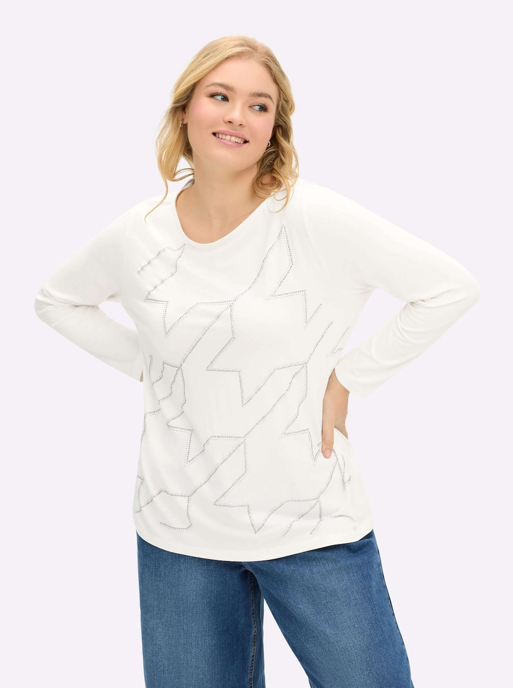 Shirt Langarm Uni Ohne Kragen