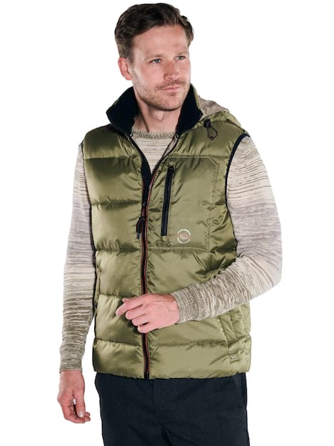 engbers Herren Steppweste mit abnehmbarer Kapuze , Khaki