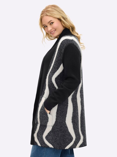 Strickjacke Langarm Jacquard Sonstiges Muster Schalkragen