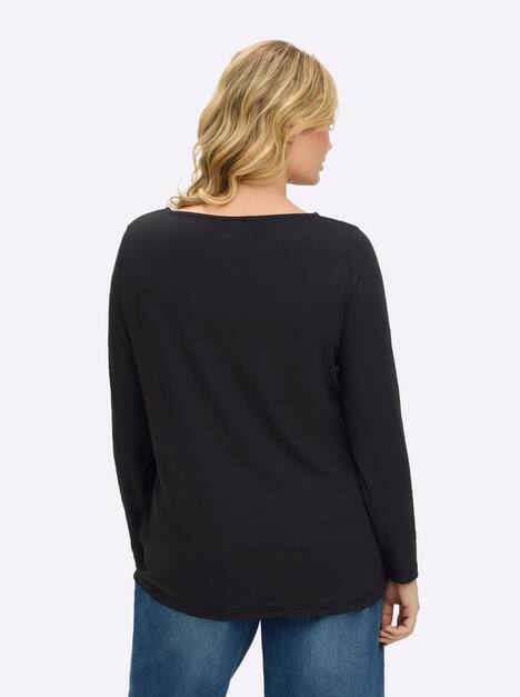 Shirt Langarm Uni Ohne Kragen