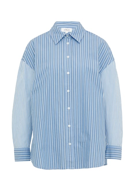 Popeline-Bluse im Relaxed Fit mit Streifenmix