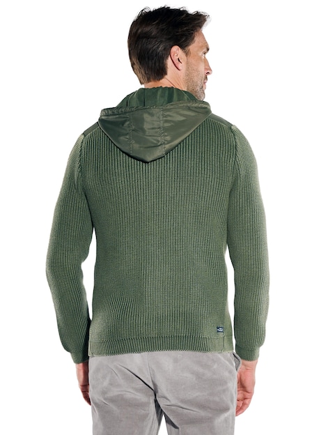 Herren Modische Strickjacke mit Kapuze , Oliv