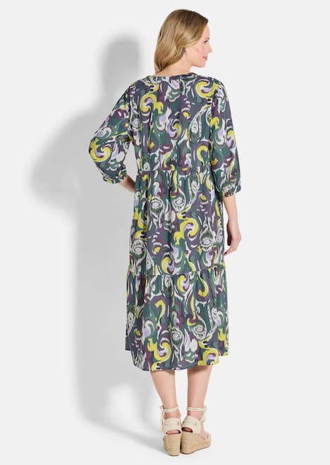 GOLDNER Jurk met print Strokenjurk van soepelvallende viscose