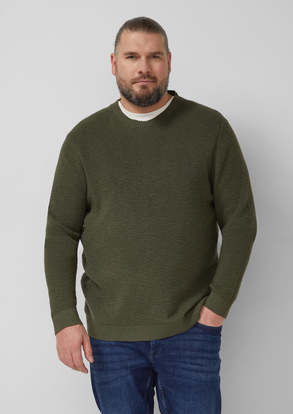Strickpullover mit Crew Neck und Strukturmuster