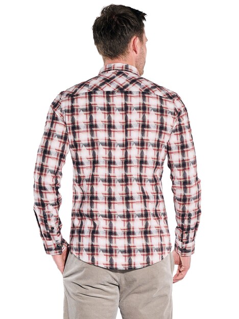 Herren Hemd langarm , Feuerrot