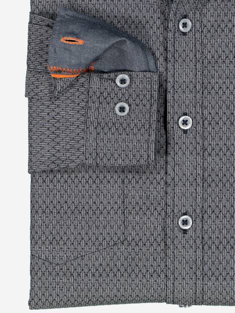 engbers Herren Langarm-Hemd strukturiert , Silbergrau