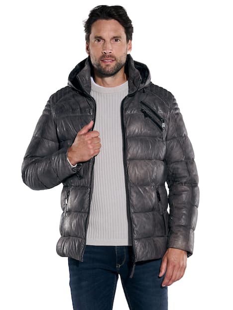 engbers Herren Lederjacke regular , Grau
