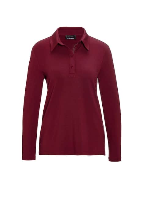 Langarm Poloshirt mit Schmuckband an Knopfleiste