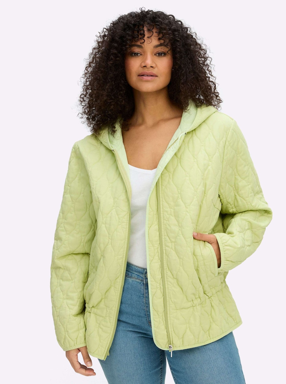 Kapuzenjacke Steppjacke mit Kapuze und Kordelzug Langarm Kapuzenkragen