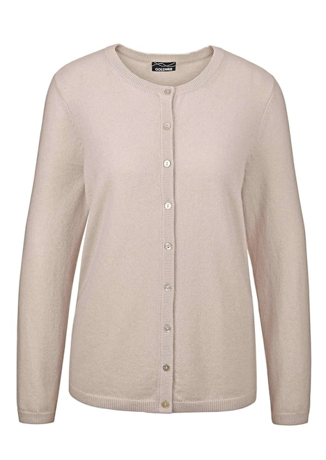 Kaschmirstrickjacke mit Rundhalsausschnitt