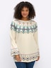 Pullover Norwegerpullover mit Trompetenärmeln Langarm Ohne Kragen