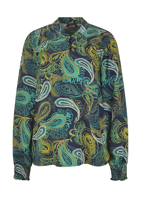 Viskose-Satin-Bluse mit Paisley-Muster