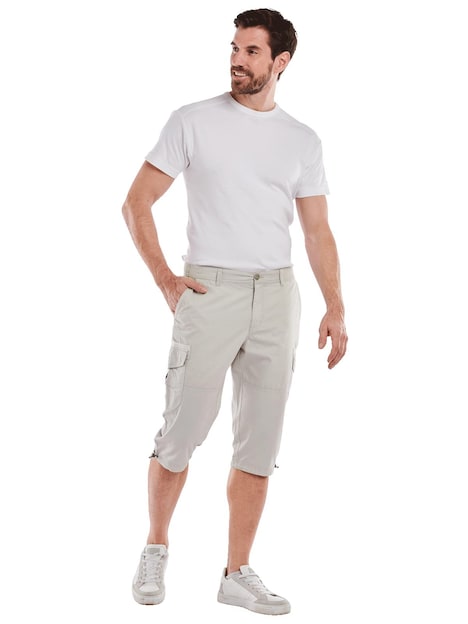 Herren Capri-Hose regular , Kieselgrau