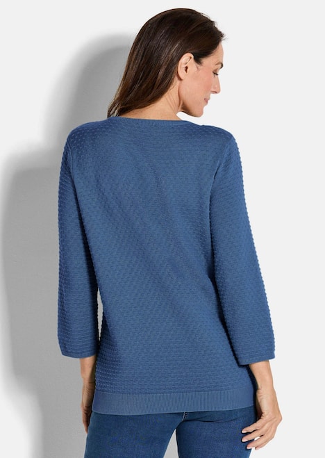 Halbarm Baumwollpullover mit Struktur