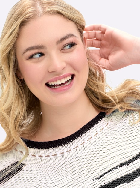 Pullover 3/4-Arm Links-Strick Sonstiges Muster Ohne Kragen