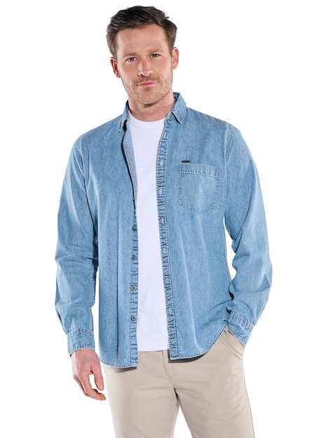 Herren Jeanshemd mit Brusttasche , Indigoblau