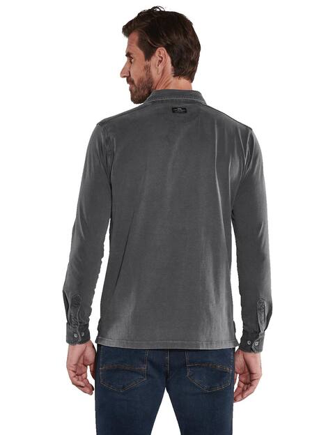 engbers Herren Langarm-Shirt mit Polokragen , Grau