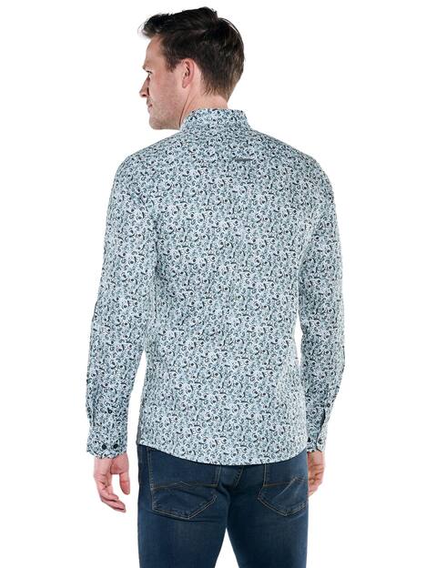 engbers Herren Langarm-Hemd gemustert , Petrolgruen