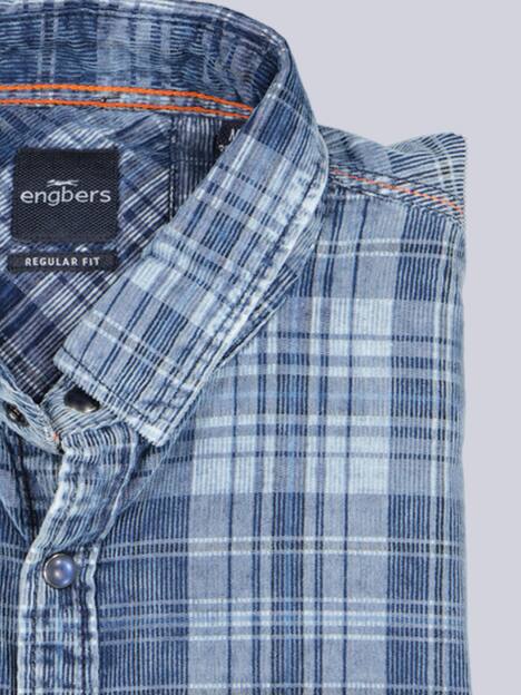 engbers Herren Langarm-Hemd aus Babycord , Indigoblau