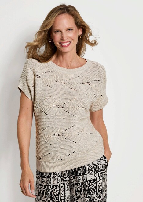 Katoenen trui met ruitjesstructuur