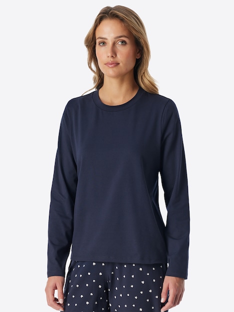 Schiesser Damen Pyjamaoberteil Mix Relax deepblue