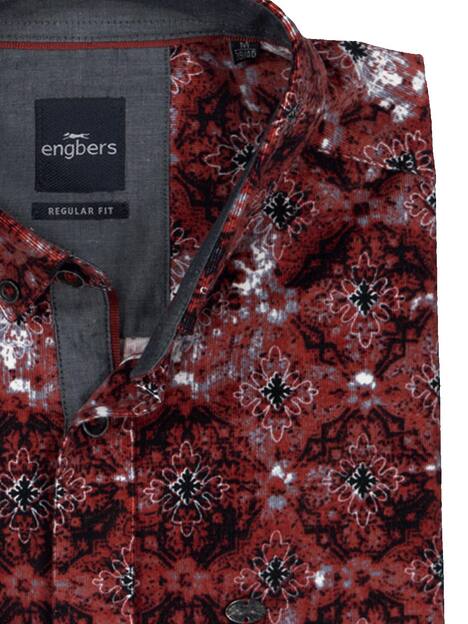 engbers Herren Langarm-Hemd gemustert , Rot