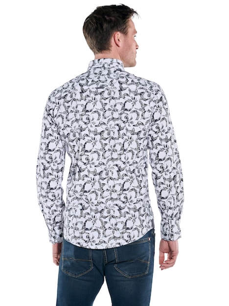 Herren Langarm-Hemd gemustert , Marineblau