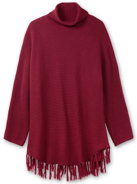 Strickpullover Langarm Querstrick Uni Rollkragen