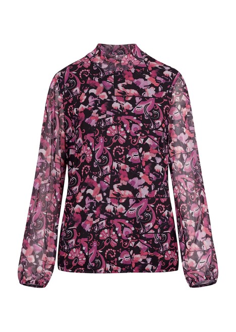 Mesh-shirt met paisley-print