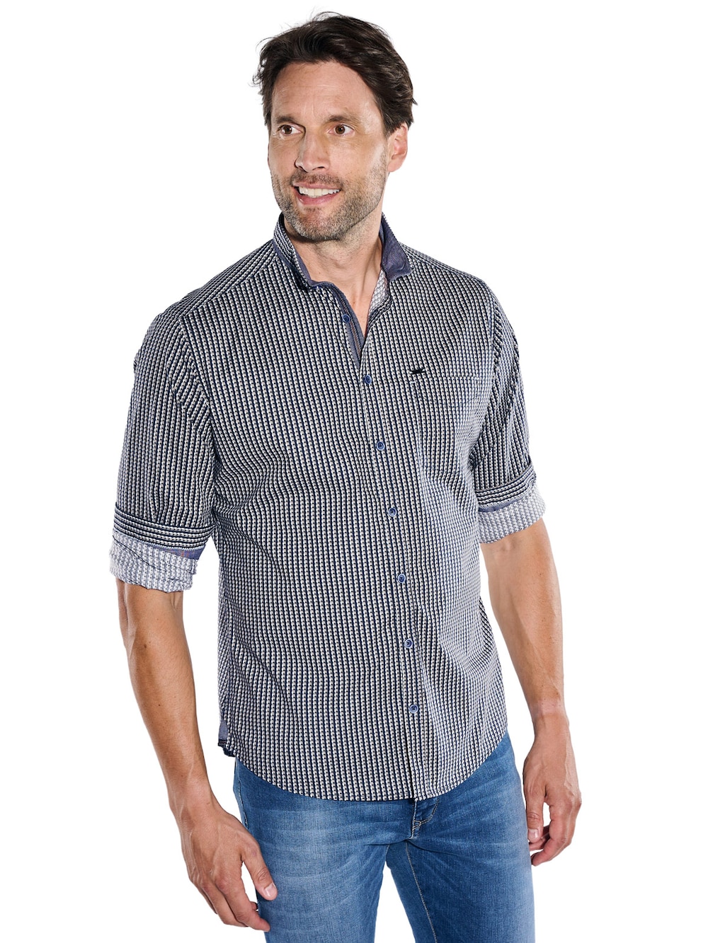 Herren Hemd langarm , Saphirblau