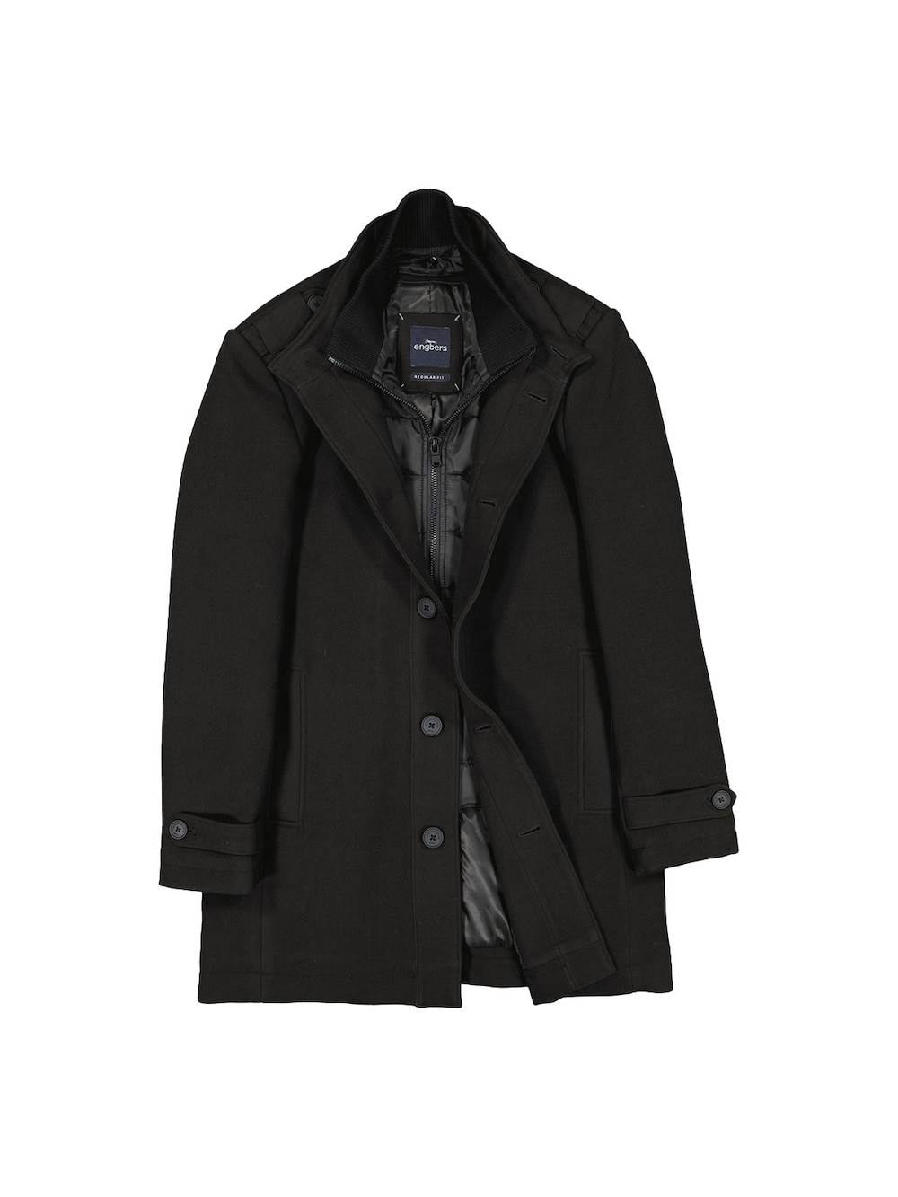 engbers Herren Mantel mit herausnehmbaren Inlet , Schwarz