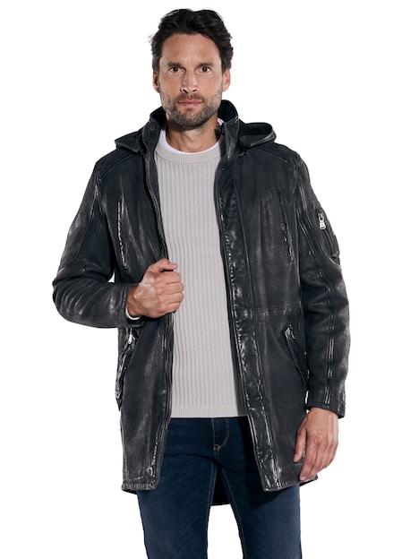Herren Lederjacke regular , Schwarz