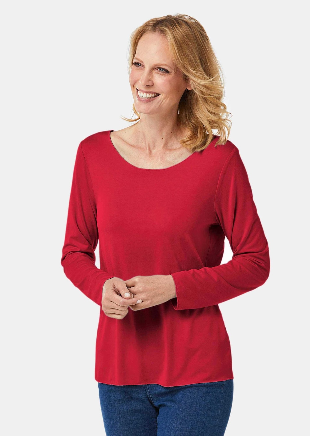 Kombistarkes Langarmshirt mit tonaler Zierkante