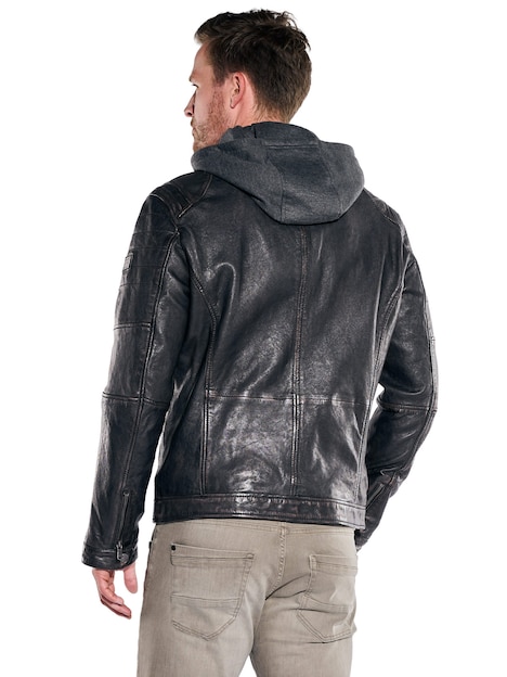 Herren Lederjacke , Schwarzbraun