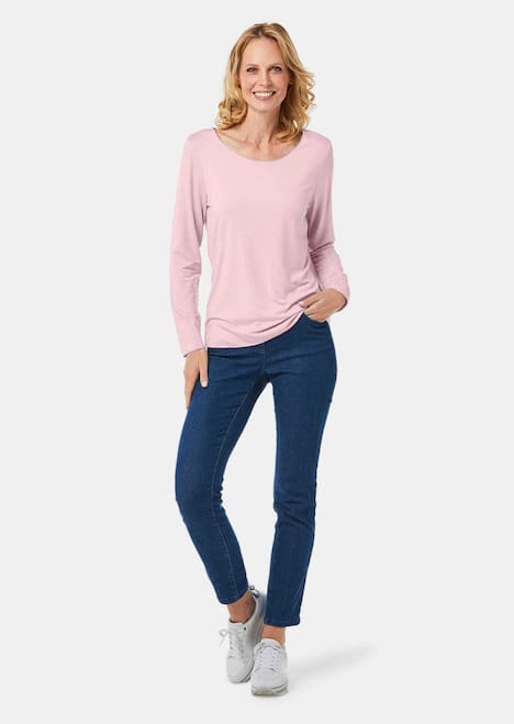 Langarmshirt mit tonaler Zierkante