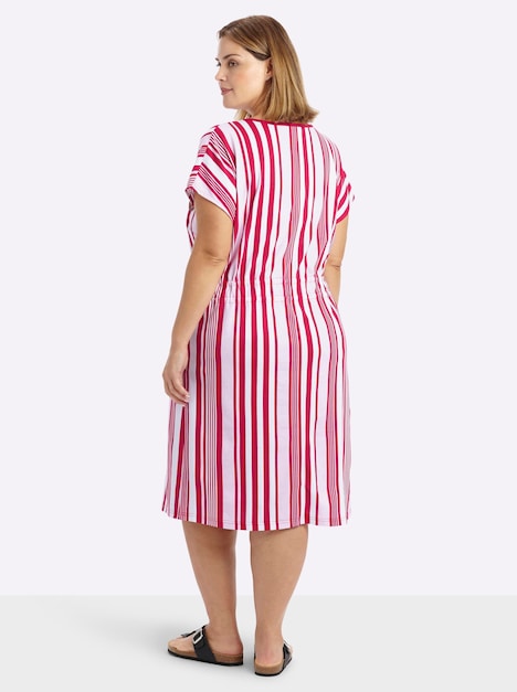 Jersey-Kleid Kurzarm Ohne Kragen