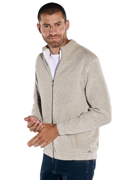 Herren Strickjacke mit Zipper , Hellbraun