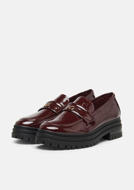 Loafer in Leder-Optik mit Lack-Finish