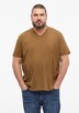 Baumwoll-T-Shirt mit Logo-Print und V-Neck