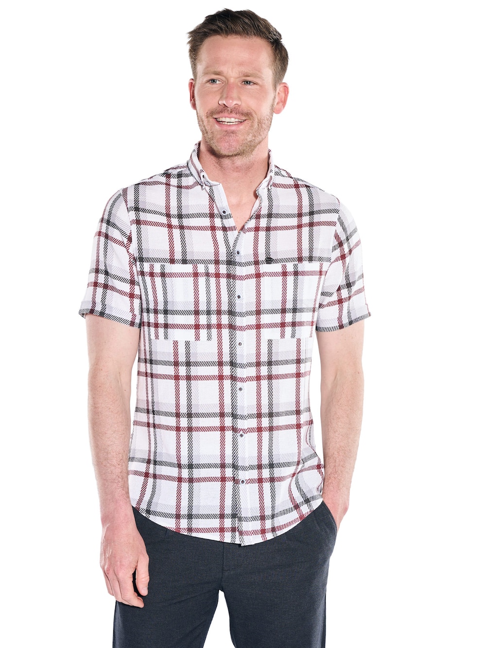 Herren Karohemd aus Leno-Ware , Bordeaux