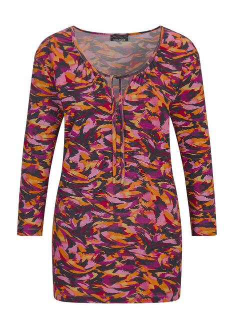 Florales Viskoseshirt mit Rundhals