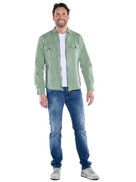 Herren Overshirt in Halbleinen-Qualität , Gruen