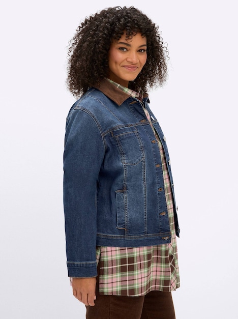 Jeans-Jacke Jeansjacke in leichter Waschung Langarm Fester Bund Hemdkragen