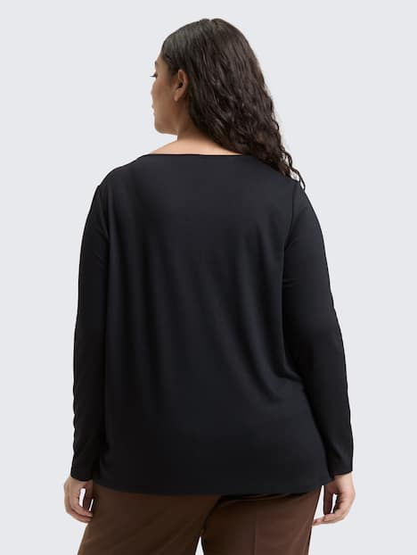 Tom Tailor Women PLUS T-Shirt Plus Size - Loose Fit Langarmshirt mit Leo-Print