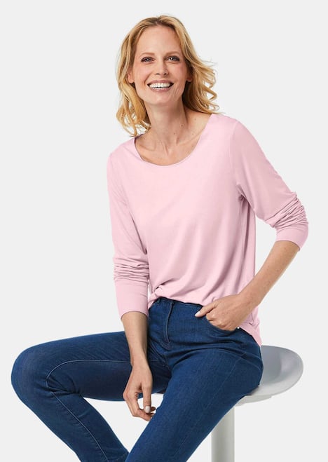 Langarmshirt mit tonaler Zierkante