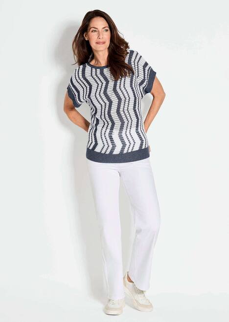 Halbarmpullover mit Lochstruktur