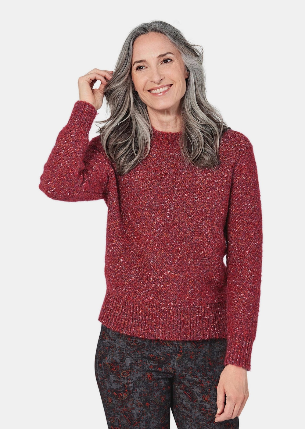 Weicher Bouclé-Pullover, Stehkragen